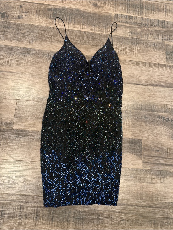 Jovani Dresses & Skirts - Jovani Black Dress with Blue Sequin Ombre